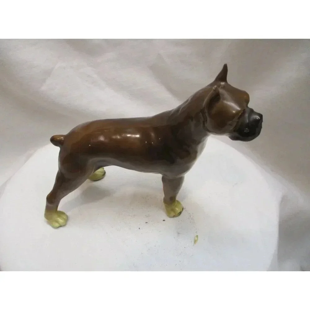 Boxer dog figurine enamel overcast metal Dog love canine‎ animal brown